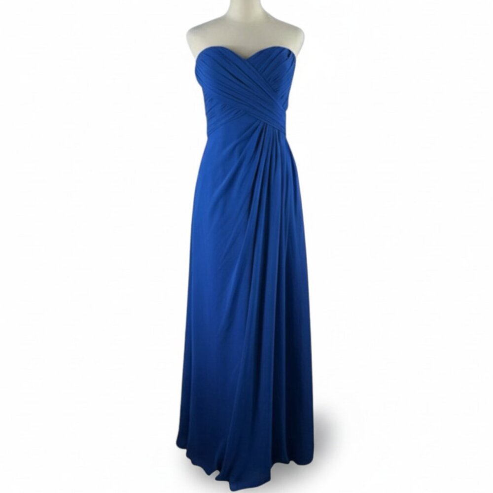 Bill Levkoff Royal Blue Strapless Ruched Bodice Gown